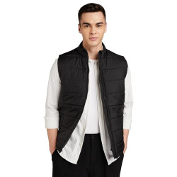 Amazon Brand - Symbol Men Polyester Quilted Sleeveless Standard Length Bomber Jacket